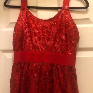 Red, sequined , lace dress size S